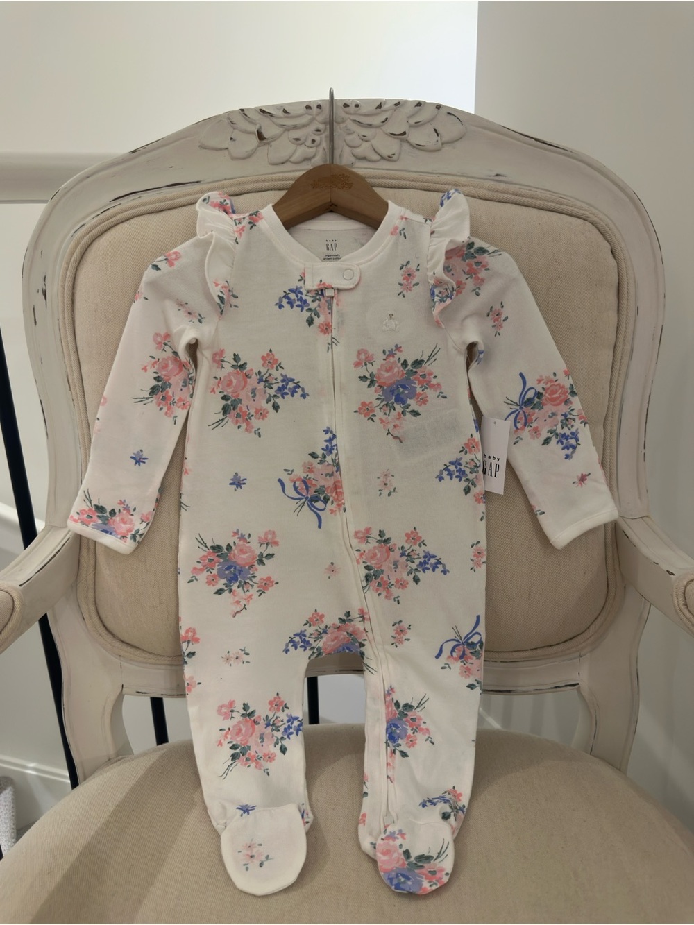 🎀 3~6 Mth Organic Baby Gap First Favorites Cotton One-Piece Footie NWT
